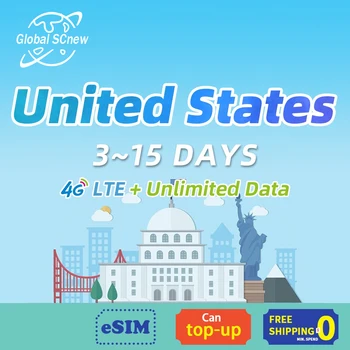 USA-s SIM-Kaardi 4G LTE kiire Andmeside Piiramatu Andmete 1-10 päeva Toetavad Ameerika Ühendriigid eSIM Maxis