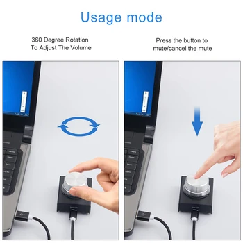 USB-Helitugevuse Nupp Metallist Audio Volume Controller USB-Kaabli Üks Võti Mikrofon Helitugevuse reguleerimine