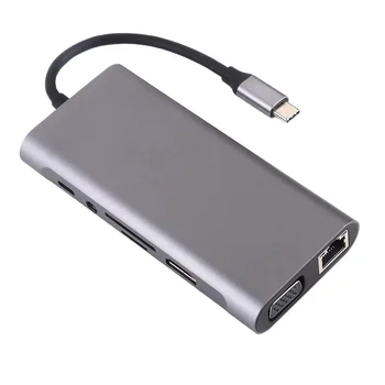 USB HUB Docking Station C-Tüüpi Adapter USB 3.0 4K HDMI-ühilduvate VGA, RJ45 11 1 Converter for Macbook Pro Hub Thunderbolt 3