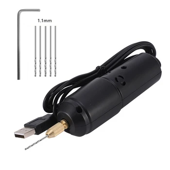 USB Mini Electric Drill Komplekt koos Drill Bits Vaik Plast Puit polümeersavist Ehted Ripats Teha DIY Puidust Käsitöö Tarvikud