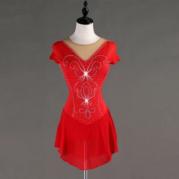 Uus Moodne iluuisutamise Konkurentsi Kleidid Naiste/Tüdrukute uisutamist Kleit Punane Kristall Võimlemine Kostüümid Custom Made DQL3270