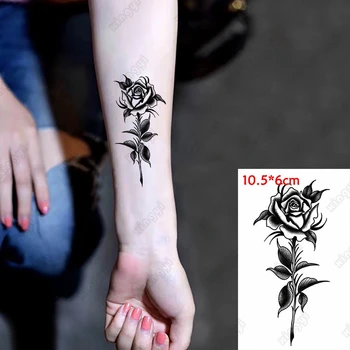 Veekindel Ajutine Tätoveering Kleebis must Roosa pojeng armas lilled Tüdrukud Käe Randme Vee Üleandmise Võltsitud Tatto Body Art Naised Mehed