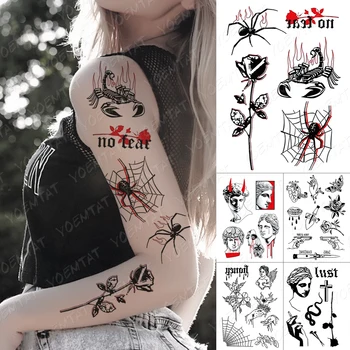 Veekindel Ajutine Tätoveering Kleebised Tõusis Spider Skorpion David Skulptuur Püstol Tätoveering Body Art 3D Võltsitud Tattoo Mehed Naised