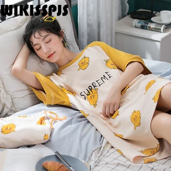 WIKISSPJS 2022 Uus Suvine Puuvillane Lühikesed Varrukad Cute Cartoon Tüdruk Õpilase Pajama ja Kodu Vaba aja veetmise Pajama Naiste Nightwear