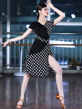 X244 ladina Tantsu Seelik Naiste ja Täiskasvanud Uus Polka Dot Kleidi Õmblemine Tulemuslikkuse Tants Vormirõivad, Tantsu Kostüüm ladina Kleit