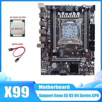X99 Emaplaadi LGA2011-3 Arvuti Emaplaadi Toetus Xeon E5 V3 V4 Seeria CPU E5 2620 V3 CPU+SATA Kaabel