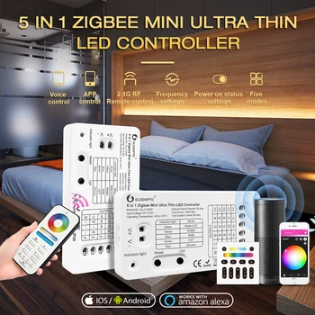 Zigbee Töötleja DC5-24V Mini 5 in 1 RGBCCT/RGBW/RGB/TOLLITARIIFID/Dimmer LED Riba Kontroller TV Backlight Köök Valgustus