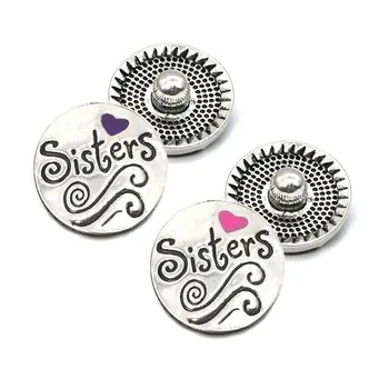 õde metallist Rhinestone Snap Nupud w133 õed Diy Ehted sobivad 18mm Snap nuppu Kaelakeed/Käevõru naistele