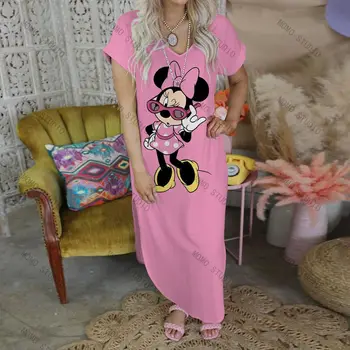 Õhtukleidid Naistele 2022 Miki Split Seelik Disney Pikk Kleit ja Elegantsed Naiste Vabaaja Kleidid V-Kaeluse Minnie Mouse Kleit Seksikas