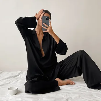 Õhuke osa naiste home simulatsiooni silk tahked värvi pidžaama jää silk lahti ins tuul võib kanda väljaspool sleepwear
