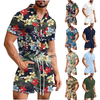 Üks Töö Suvel Meeste Beach Särk Prindi Lühikesed Varrukad Havai Särgid Meestele 2022 Streetwear Ropa Hip-Hop Hombre Bodysuit Kanda