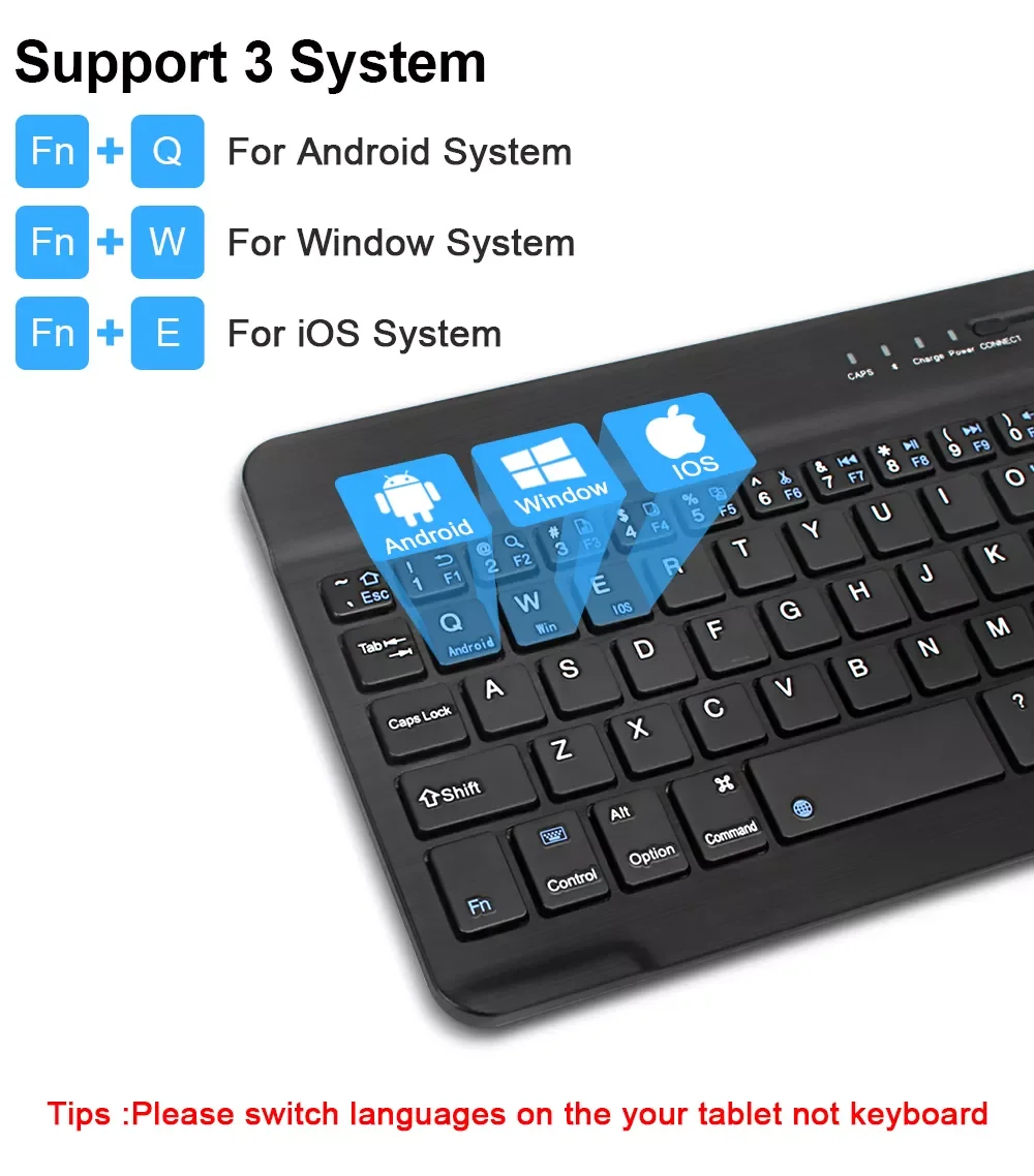 Hot Müük Juhtmeta Klaviatuur Bluetooth Klaviatuur ipad Telefon Tablett vene Spainish Taaslaetav klaviatuur Android, ios Tuul 3