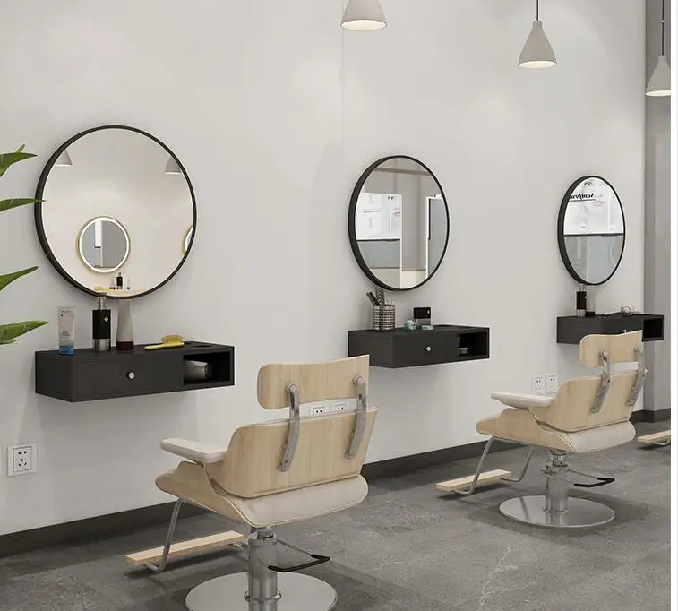 Alumiinium raam barber shop peegel ilusalong peegel tabelis üks ring ühe peegel juuksur peegel seina peegel 1