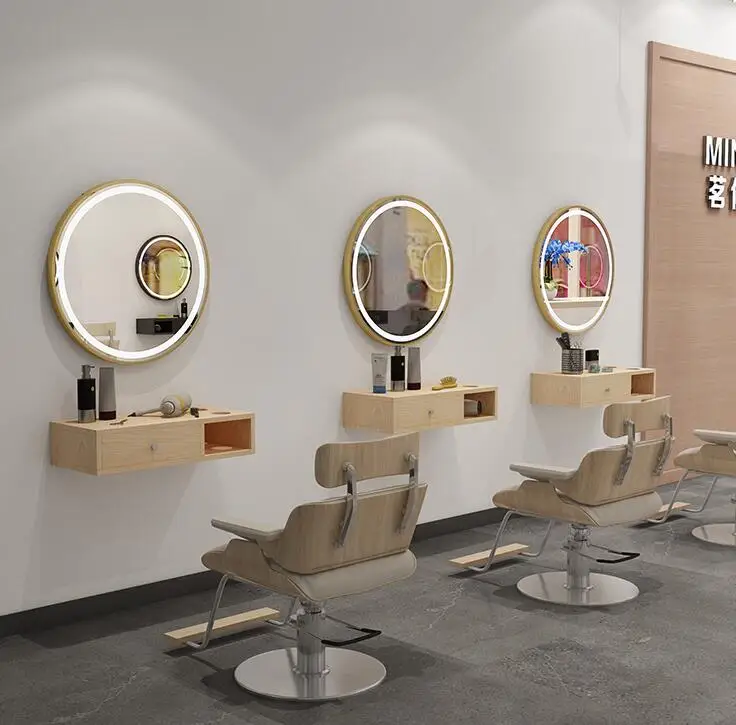 Alumiinium raam barber shop peegel ilusalong peegel tabelis üks ring ühe peegel juuksur peegel seina peegel 2