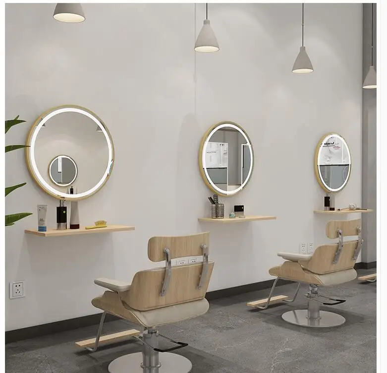 Alumiinium raam barber shop peegel ilusalong peegel tabelis üks ring ühe peegel juuksur peegel seina peegel 3