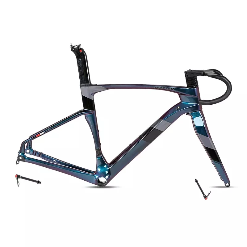 Twitter TSÜKLON holograafiline värvi aero jalgratta frameset t900 süsinikkiust maantee raami plaat Läbi Telg 0