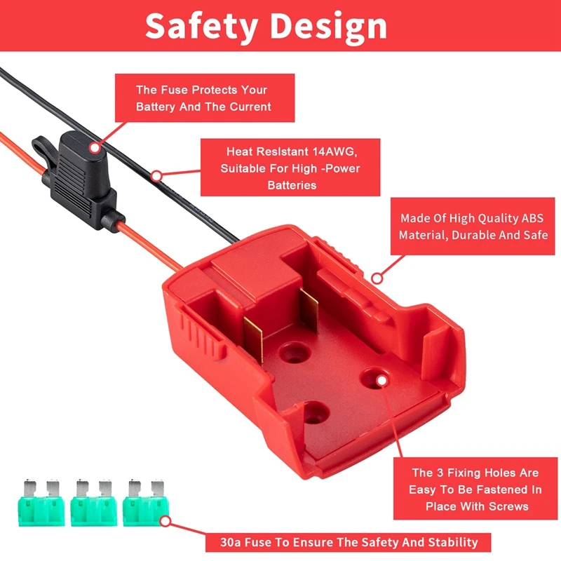 1Set Punane Võim Ratta Power Adapter Converter Koos Kaitsme & Traat Klemmid Rc Auto Diy Kasutamine, Töö 4