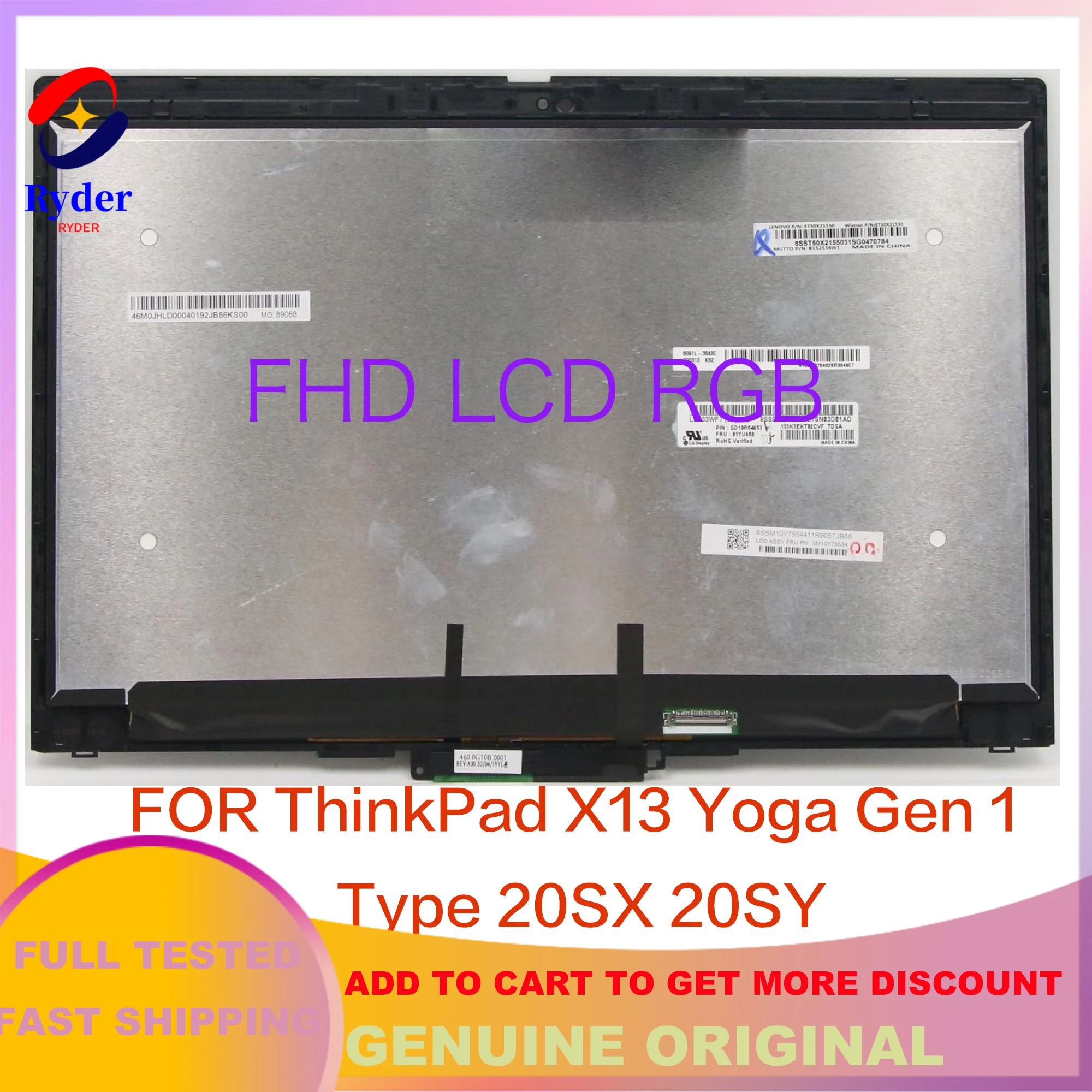 Lenovo Thinkpad X13 JOOGA 20SY 20SX LCD Puutetundlik Repalcement Assamblee UHD FRU 01YU657 5M10Y75560 5M10Y75554 5M10Y75556 1