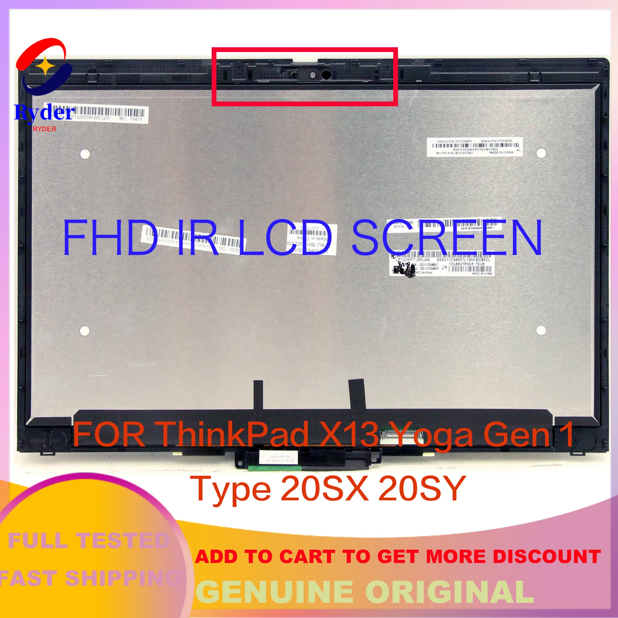 Lenovo Thinkpad X13 JOOGA 20SY 20SX LCD Puutetundlik Repalcement Assamblee UHD FRU 01YU657 5M10Y75560 5M10Y75554 5M10Y75556 2