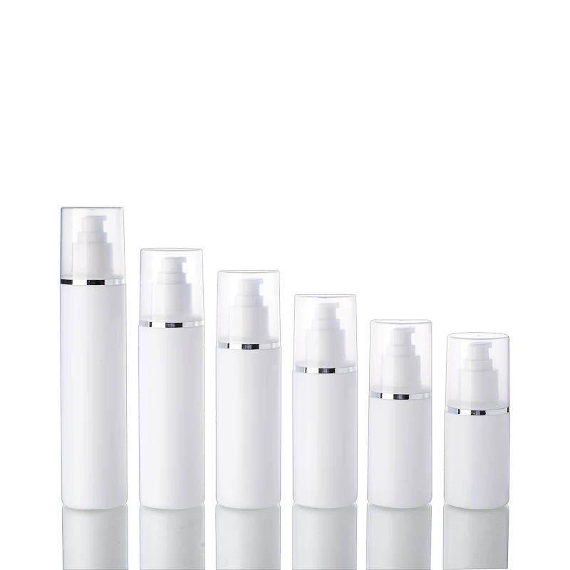 30pcs 180ml klassikalise koor pump pudel valge värv hõbedane velg HDPE plastikust korduvtäidetavaid pudelid, kosmeetika 3