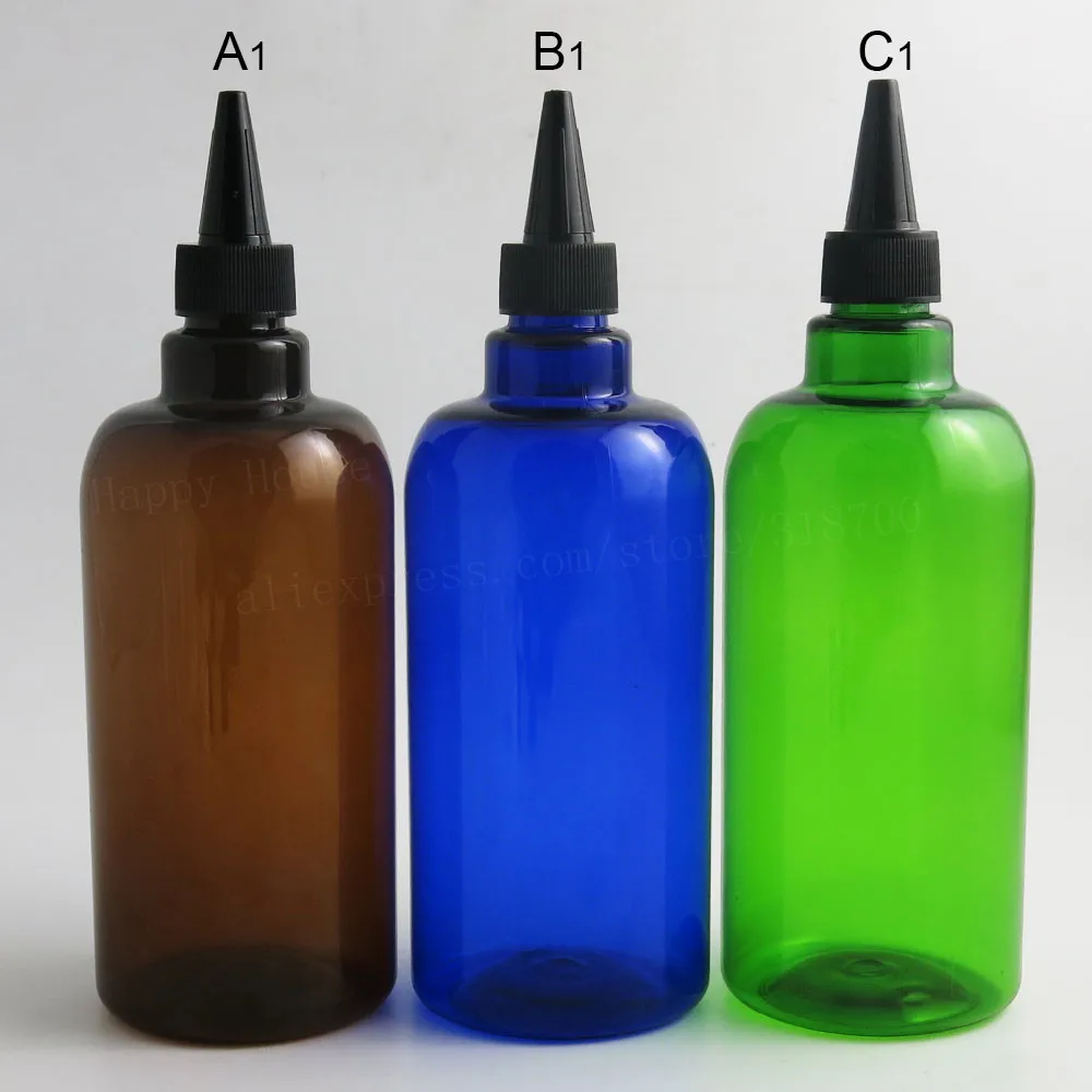 12 x 500ml Sinine Roheline Kollane Šampoon PET-Plast Pudelid Tila Mütsid 500 Tühi Koor Skin Care ja Kosmeetikatooted pakendikonteinerite 1