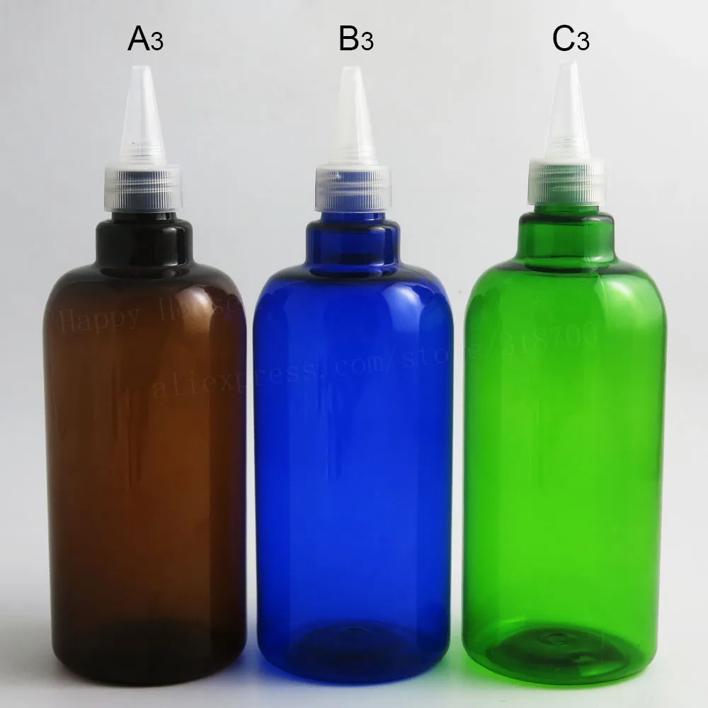 12 x 500ml Sinine Roheline Kollane Šampoon PET-Plast Pudelid Tila Mütsid 500 Tühi Koor Skin Care ja Kosmeetikatooted pakendikonteinerite 3