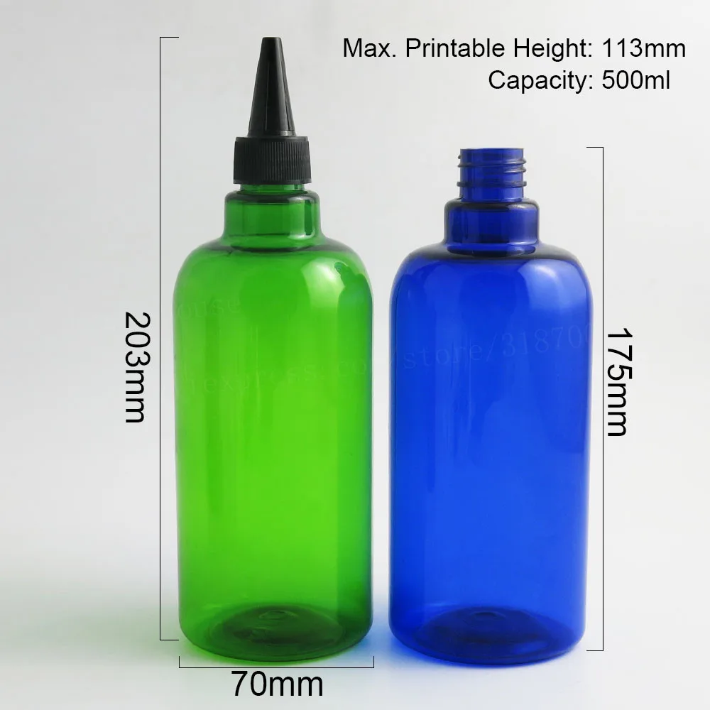 12 x 500ml Sinine Roheline Kollane Šampoon PET-Plast Pudelid Tila Mütsid 500 Tühi Koor Skin Care ja Kosmeetikatooted pakendikonteinerite 4
