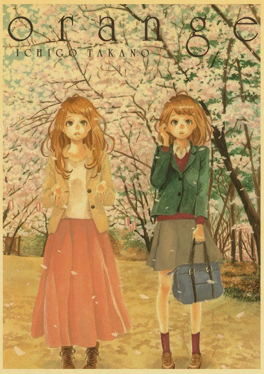 Klassikaline Armastuse Lugu Jaapani Anime Oranž Vintage Jõupaber Plakat Iseloomu Atlas Kleebise jaoks Multifilmide Fänn Baar Wall Decor 3