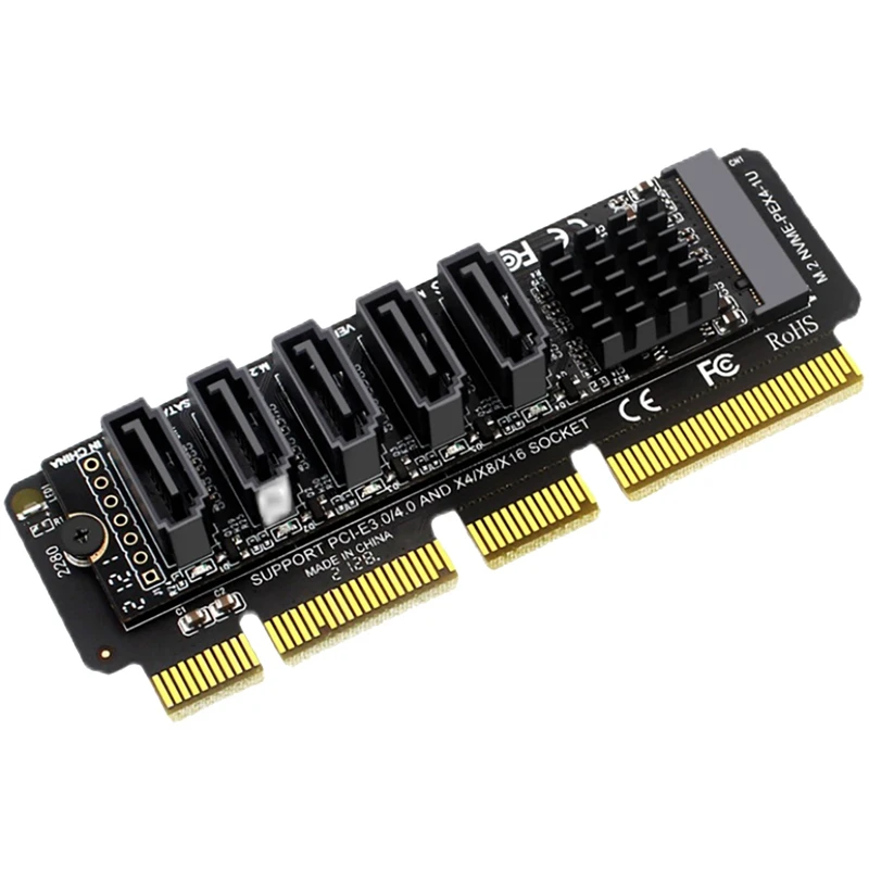 M. 2 NVME PCIE X4/X8/X16, Et 5-Port SATA3.0 6Gb/S JMB585 Kõvaketas Expansion Kaart Bitcoin Kaevandamine Emaplaadi 0