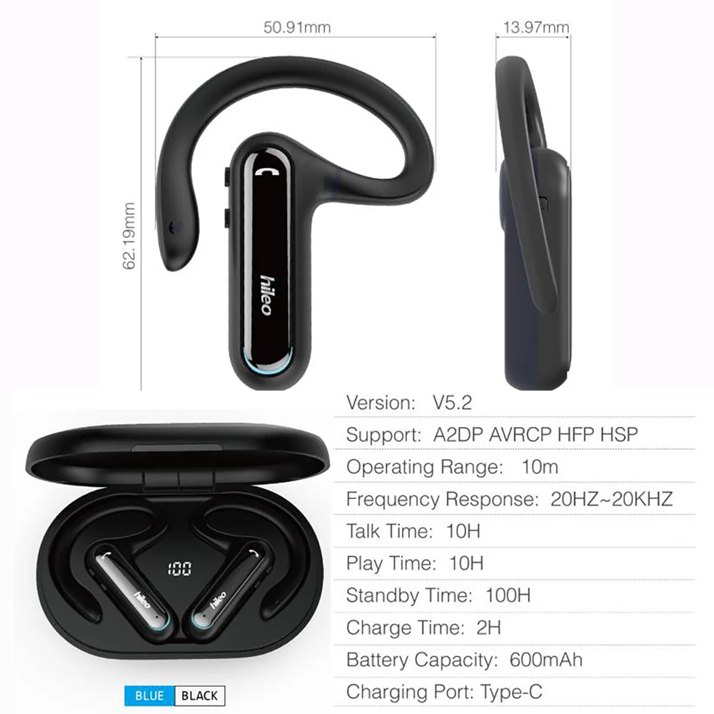 Trouvaille Earhook Kõrvaklapid Juhtmeta Peakomplekti Bluetooth-telefoni Kõrva Ühe Lotus Kõrva HandsFree 10 Tundi Muusikat Laadimise Ajal Juhul 5