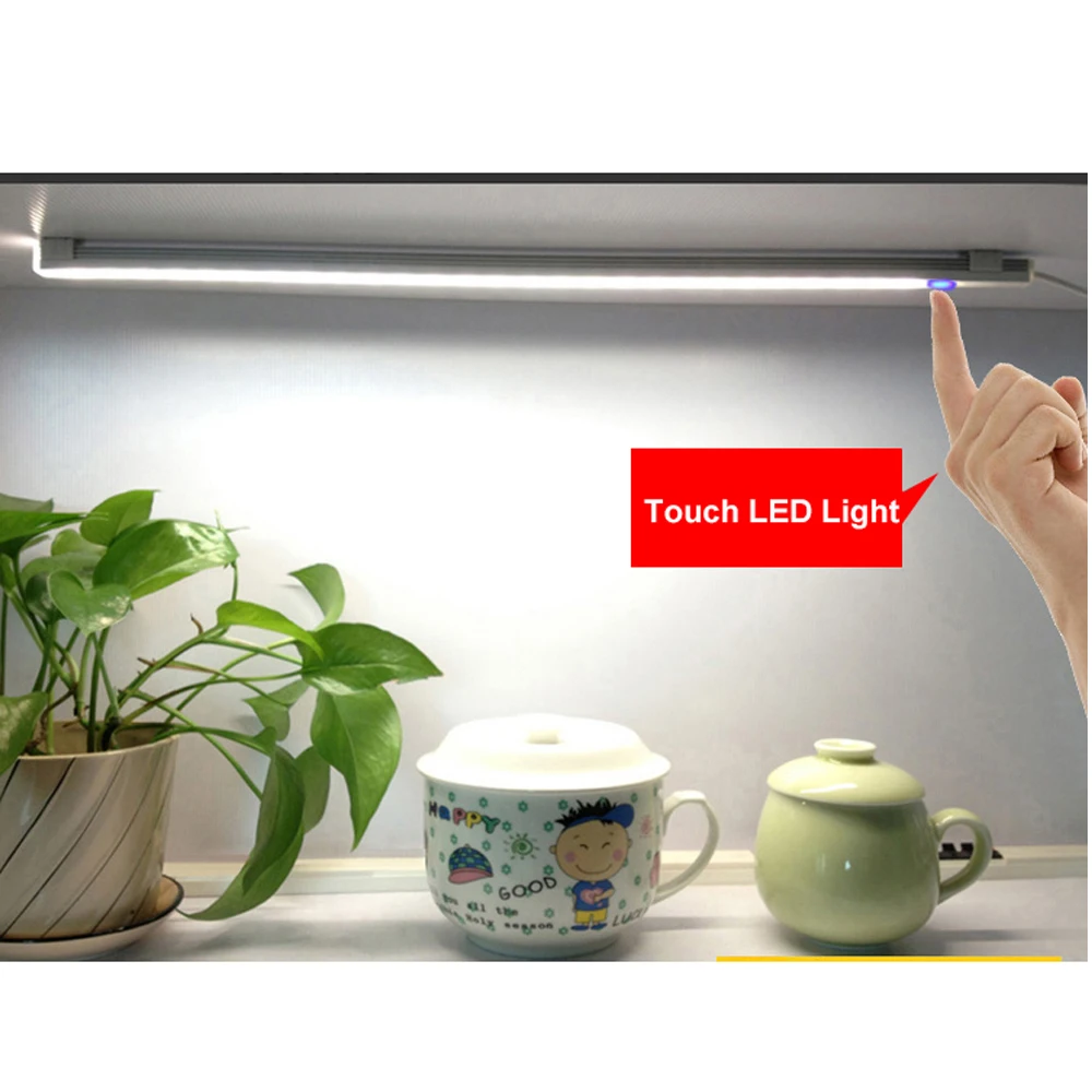 Laetav LED Touch Sensor Köögi Kapis Valguse Lamp DC 5V Garderoobi Kapp Presentatsioon Raamaturiiul Valge Lamp 0