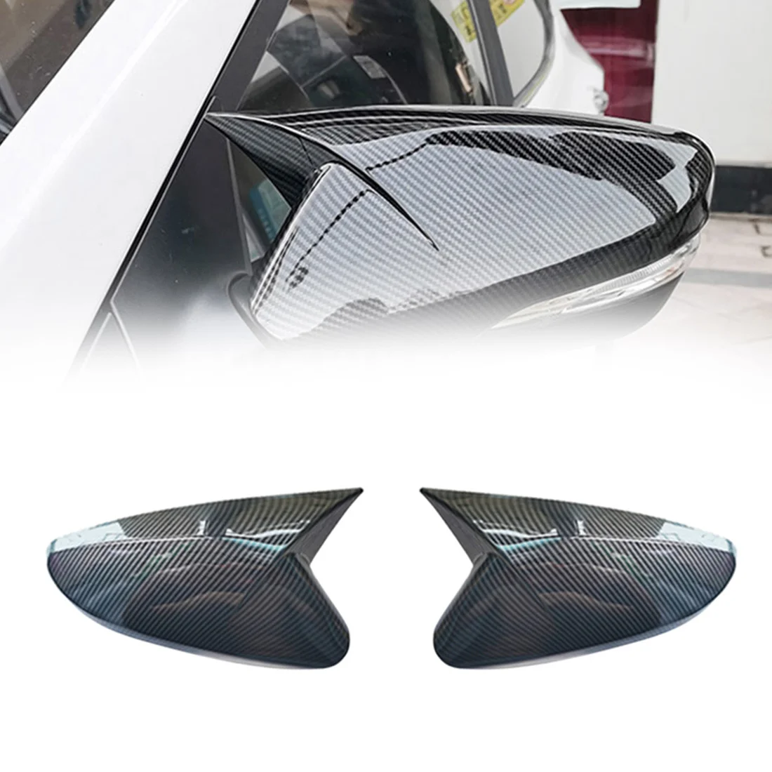Auto Rearview Mirror Cover Härga Sarvest Küljel Peegel Shell Vastupidine Mütsid Sisekujundus jaoks Hyundai Veloster 2011-2015 Carbon Fiber 4