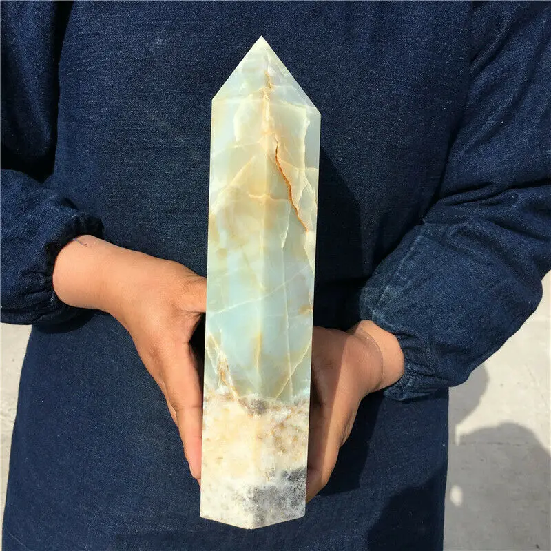 Looduslik amasoniit Obelisk Quartz crystal võlukepp Punkti Reiki Tervendav 1