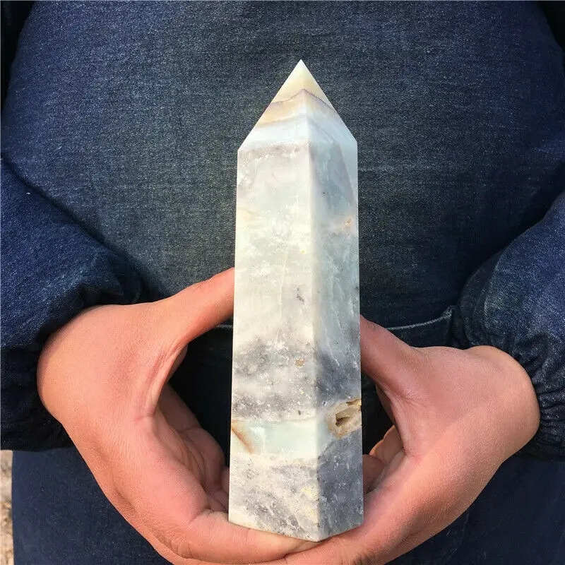 Looduslik amasoniit Obelisk Quartz crystal võlukepp Punkti Reiki Tervendav 4
