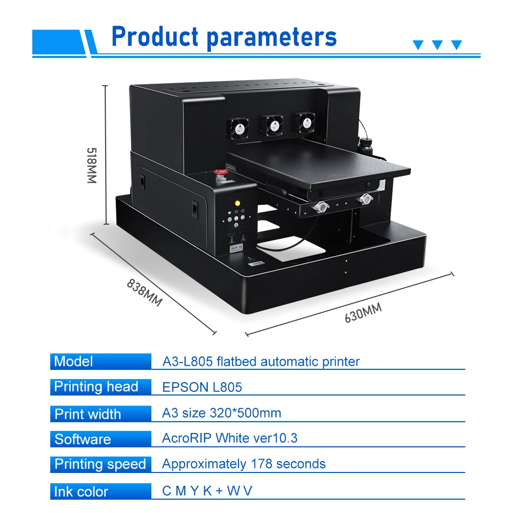 A3 UV Flatbed Printer UV Trükkimise Masin A3 UV Pudel Printeriga, millel on Lakk Mõju A3 UV Printer Pudel Puidust Metallist 1
