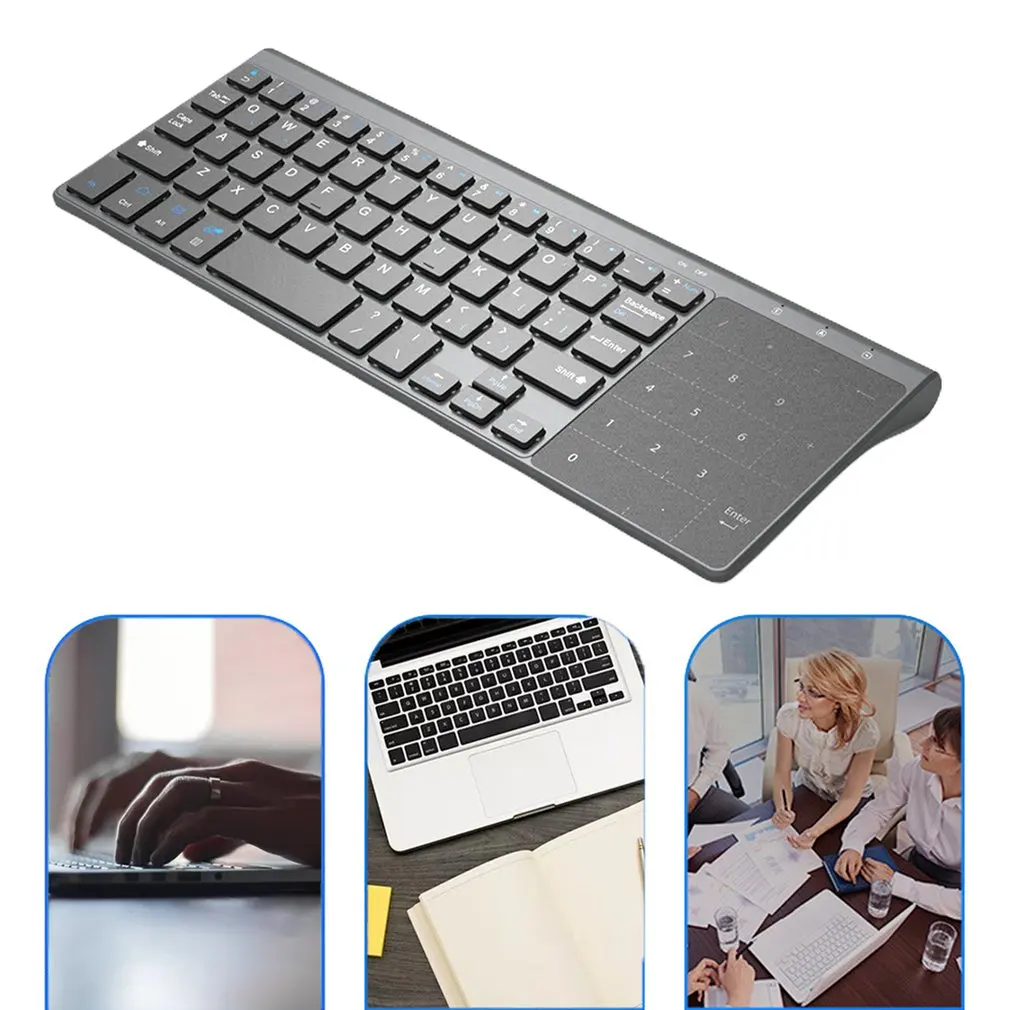 Õhuke 2.4 Ghz Juhtmeta Usb Mini Klaviatuuri Ja Number Touchpad Numbriklaviatuur Tahvelarvuti Töölaud Sülearvuti 2