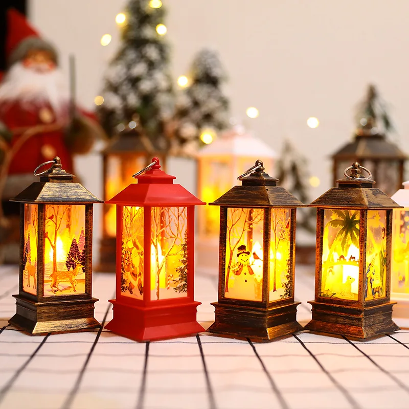 Jõulud Leek Laterna Santa Claus Jõulud Teenetemärgi LED Helendav Ornament Küünlajalg Lamp öösel tuled öösel tuled 0