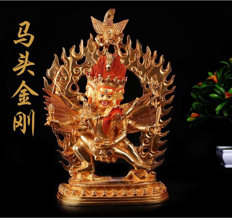 25 CM suur Kullatud kullakiht Tiibeti Hayagriva Buddha -HEA Budistliku Buddha joonis KODU otstarbekus Talisman Kaitse 1