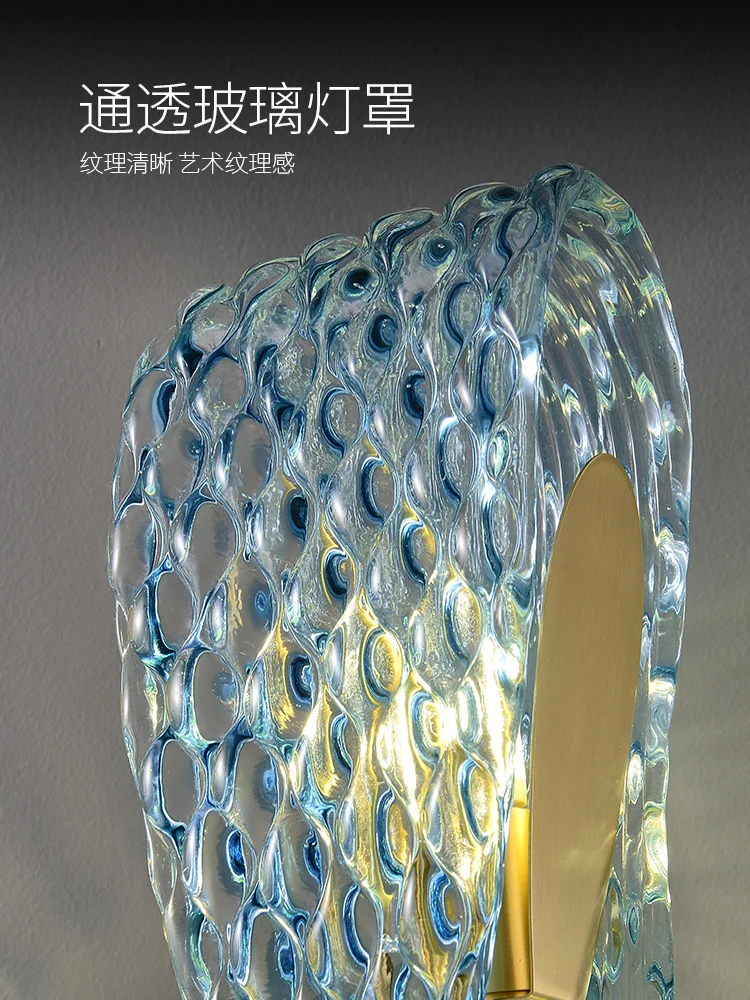 [Lilled] Sinine kristall seina lamp Luksuslik loominguline magamistuba öö taust seina kaasaegse kõik vasest seina lamp 3