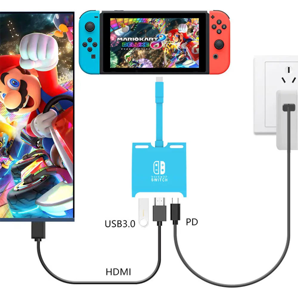 Lüliti Dokk TV Doki Nintendo Lüliti Kaasaskantav Docking Station USB K 4K HDMI-ühilduva USB 3.0 Hub Macbook Pro jaoks 3