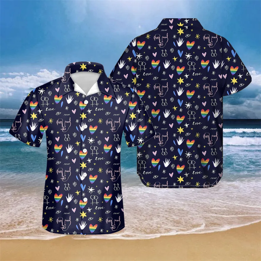 Mood Meeste Havai Särk Meeste Vabaaja Uhkus Trükitud Rand Aloha Särgid, Lühikesed Varrukad 5XL Camisa Hawaiana Hombre 2021 3