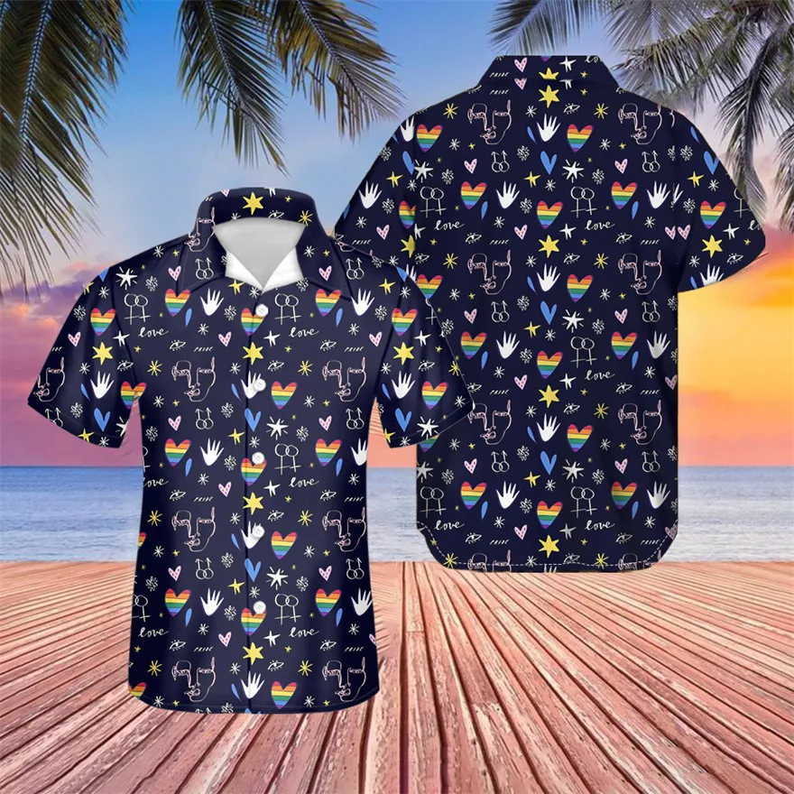 Mood Meeste Havai Särk Meeste Vabaaja Uhkus Trükitud Rand Aloha Särgid, Lühikesed Varrukad 5XL Camisa Hawaiana Hombre 2021 4