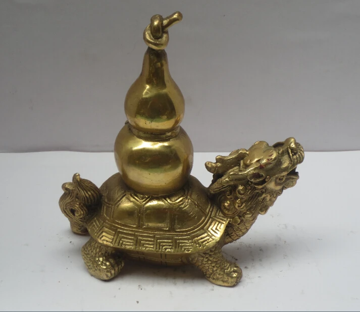 jõulukaunistused kodu+ Metallist, Käsitöö, Hiina Messing Nikerdatud Dragon kilpkonna Kuju , Feng Shui Kõrvits Figuriin 2
