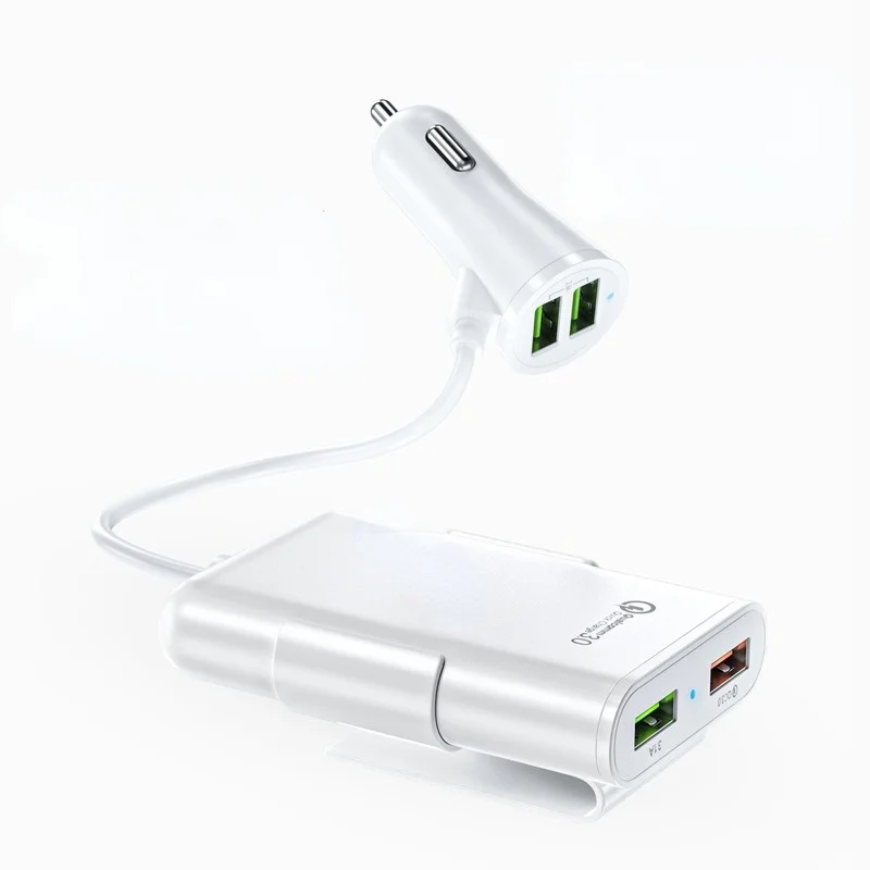 12V Auto sigaretisüütaja 4 USB Laadija Splitter Eest toiteplokk Laadimine USB-QC 3.0 Auto sigaretisüütaja pesaga pikendusjuhe 1