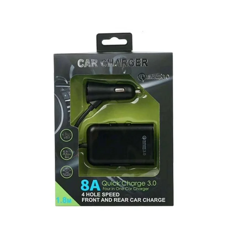 12V Auto sigaretisüütaja 4 USB Laadija Splitter Eest toiteplokk Laadimine USB-QC 3.0 Auto sigaretisüütaja pesaga pikendusjuhe 2