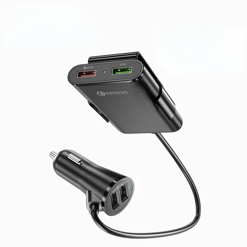 12V Auto sigaretisüütaja 4 USB Laadija Splitter Eest toiteplokk Laadimine USB-QC 3.0 Auto sigaretisüütaja pesaga pikendusjuhe 5