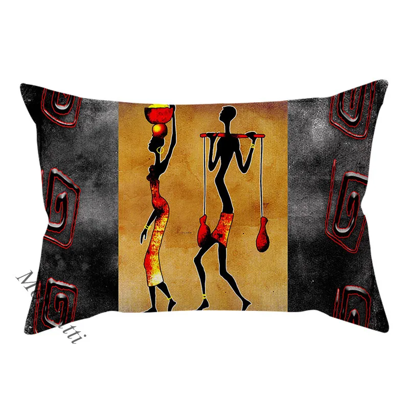 Aafrika Õli Maali Kunst Traditsiooniline Tribal Vintage-Kultuuri Prindi Visata padjapüür Puuvillasest Voodipesu Diivan Tooli Padi 30x50cm 1