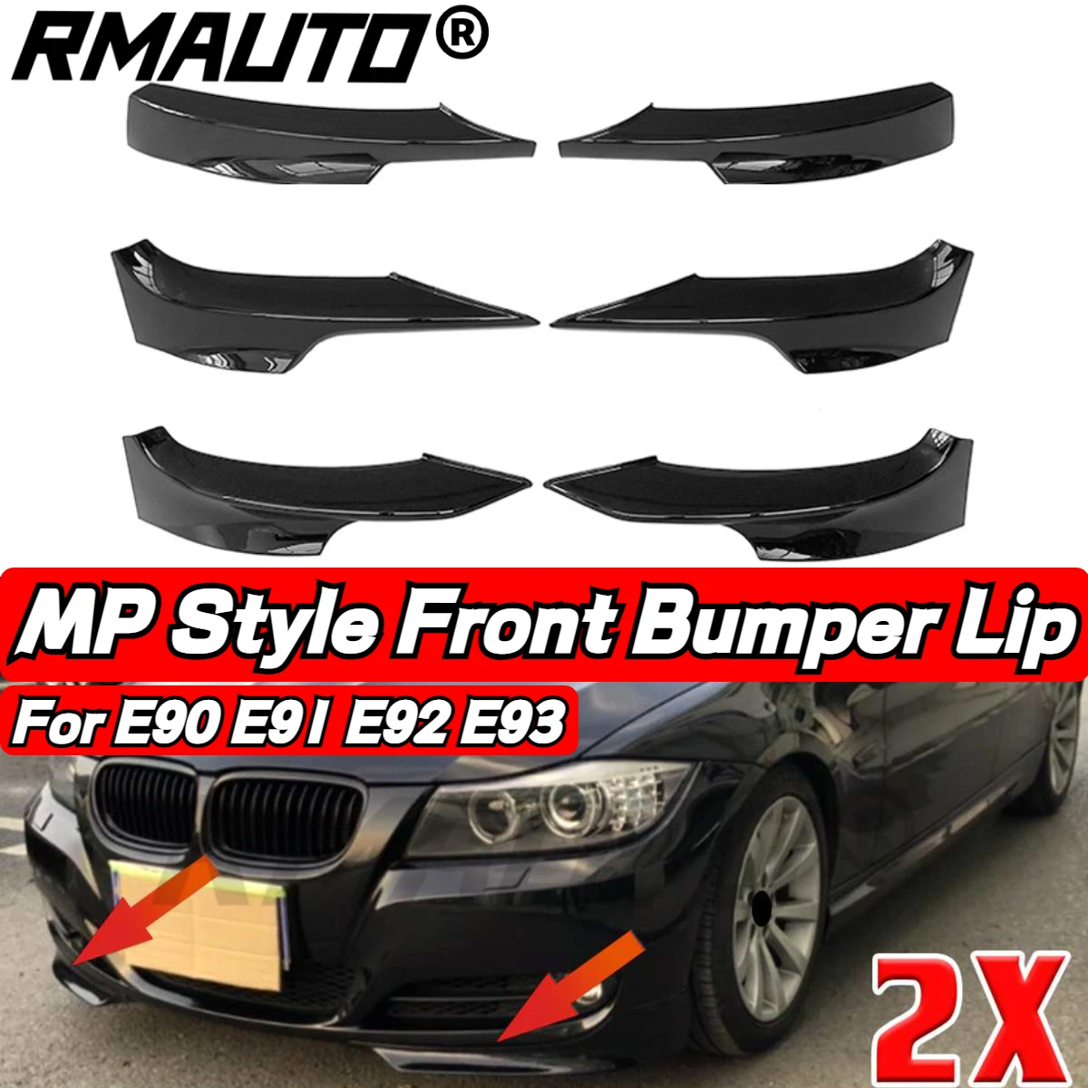 RMAUTO 2tk Auto esistange Spoiler Lip MP Stiil Winglets Pool Seelik Splitter Guard BMW 3-Seeria, E90 E91 E92 E93 2005-2011 0