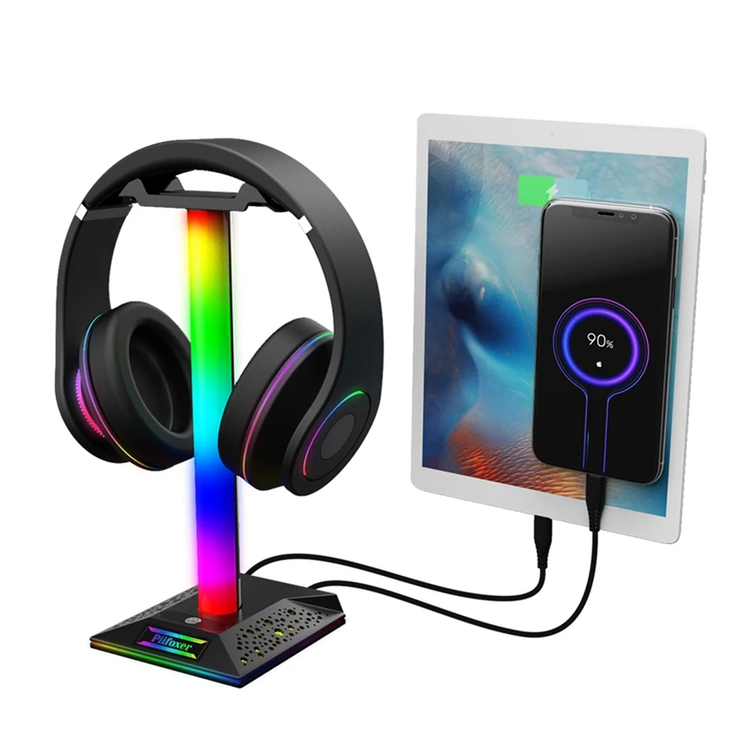RGB Mängude Kõrvaklappide Seista Gaming Headset Omaniku Kõrvaklappide Riidepuu Tarvikud Dual USB Port Touch Control Valgus Laud 1