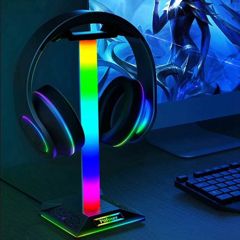 RGB Mängude Kõrvaklappide Seista Gaming Headset Omaniku Kõrvaklappide Riidepuu Tarvikud Dual USB Port Touch Control Valgus Laud 4